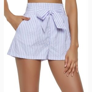 Stripped Tie Front Shorts